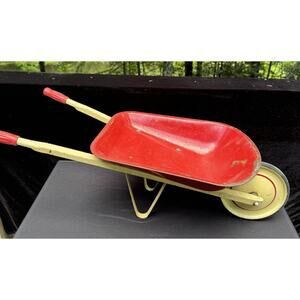 Vintage 1950’s Turner Deluxe All Steel Child’s Toy Wheelbarrow 31” Long